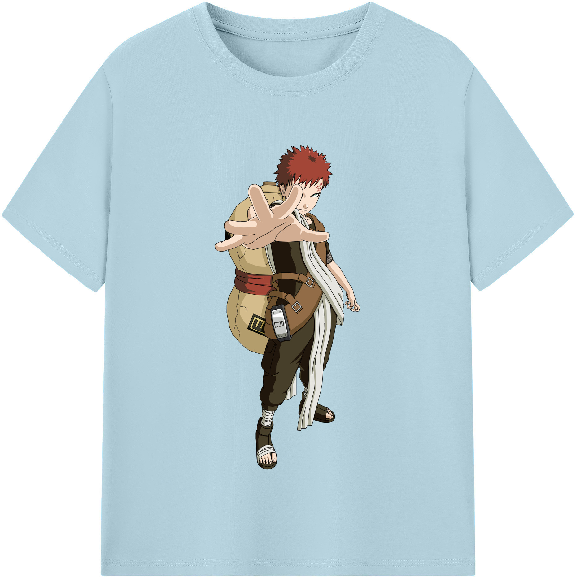 （画像用） NARUTO -ナルト- ガアラ Gaara 綿100％半袖Tシャツ（フロントプリント）
